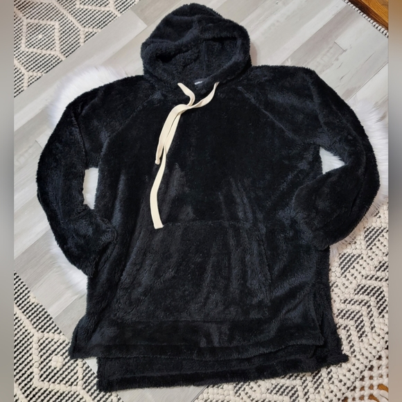 Zenana Outfitters Cozy Oversized Hooded Teddy Black Sweatshirt Size Large - Picture 7 of 13